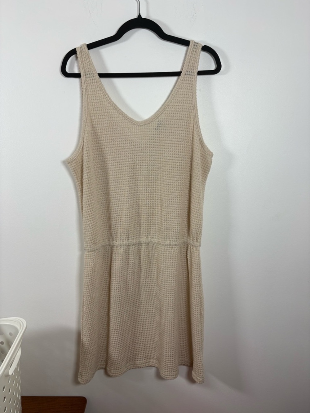 NWT Cupshe Cream Waffle Knit V-Neck Mini Dress beach cover up